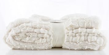 long rich Longrich Embossed Faux-Fur Reversible Sherpa, Ivory throw blanket 50 in X 60 in