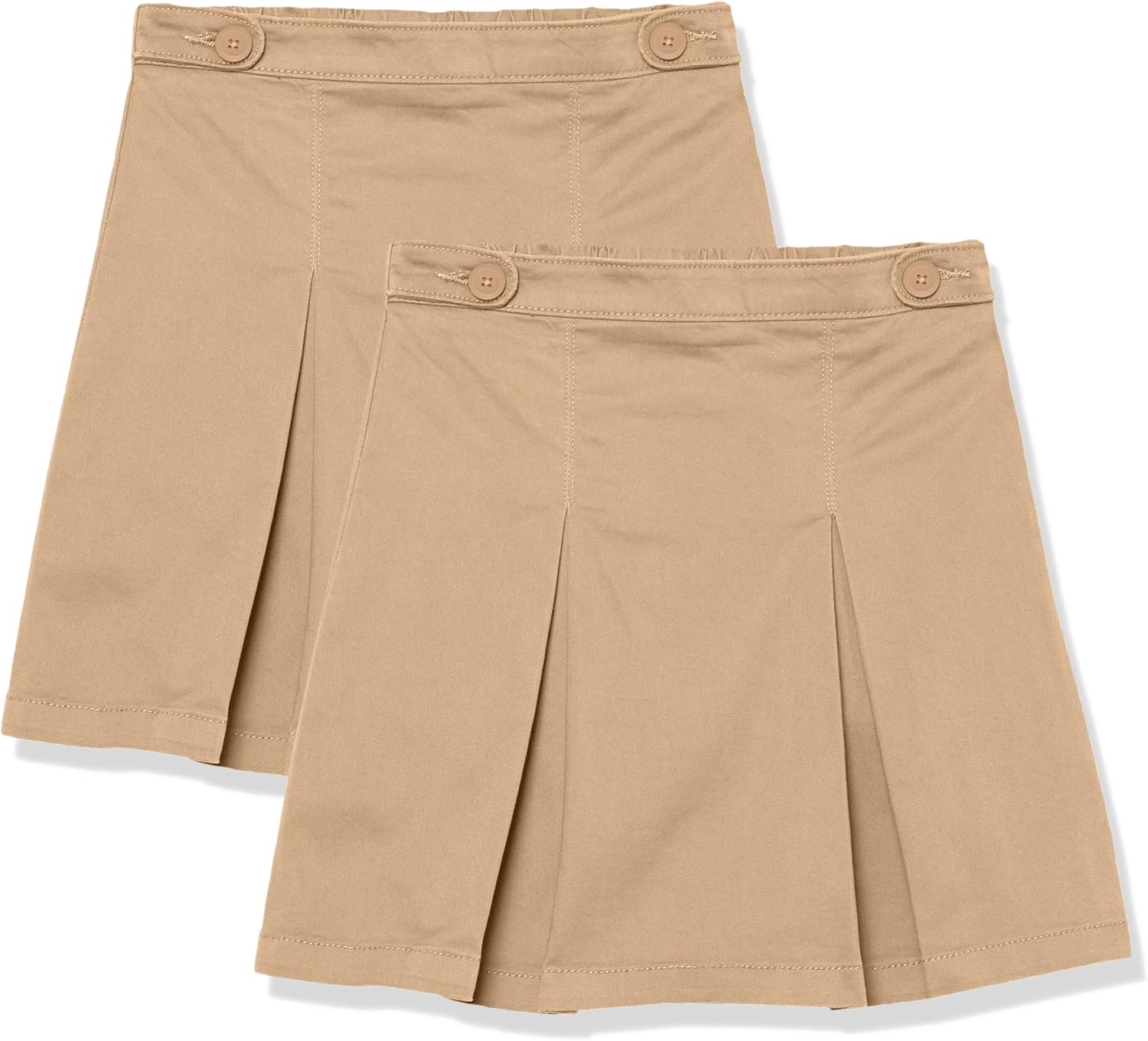 Amazon Essentials Girls' Uniform Scooter Skirts, Multipacks 2 Khaki Brown Small