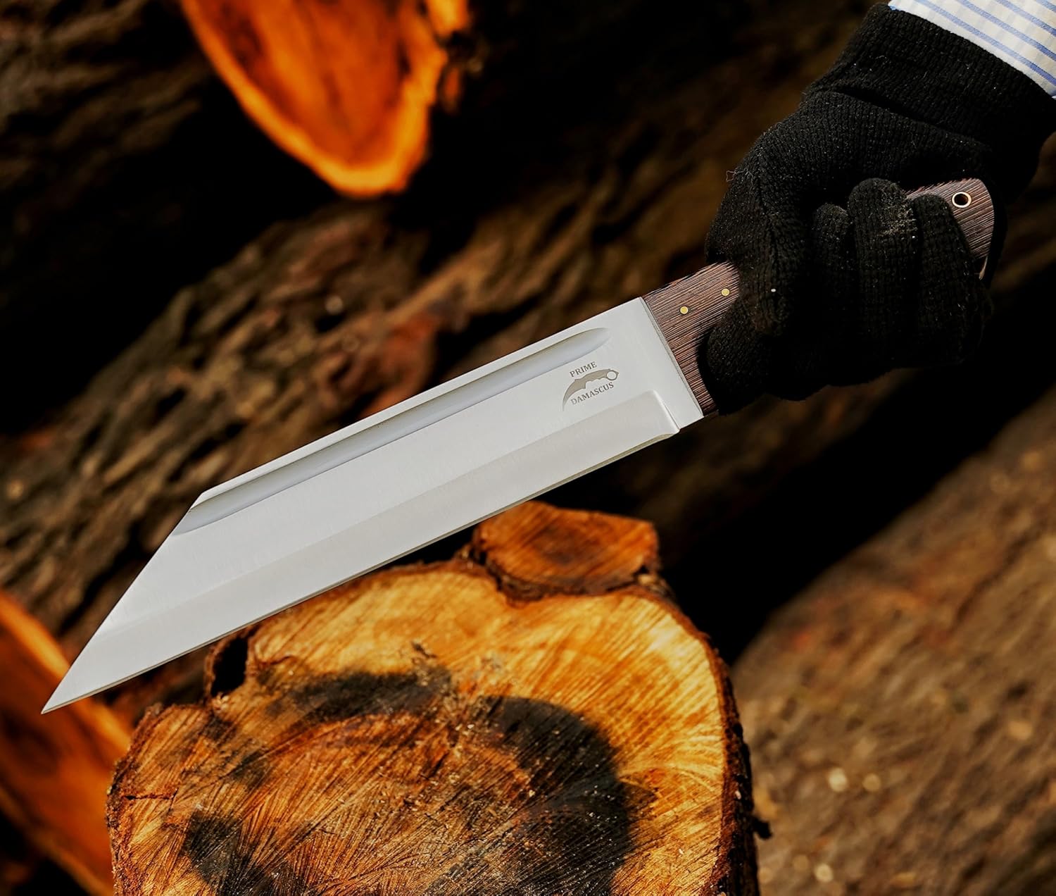Custom Handmade Viking Seax Knife with Sheath - Full Tang Outdoor Short Machete with Wooden Handle - Camping Gift.