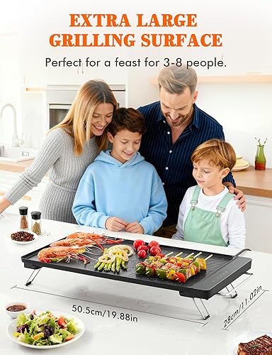 Miniatura 8 de Plancha eléctrica con placa de cocción extraíble, sartén grande eléctrica con revestimiento antiadherente, calentamiento rápido y uniforme, apto