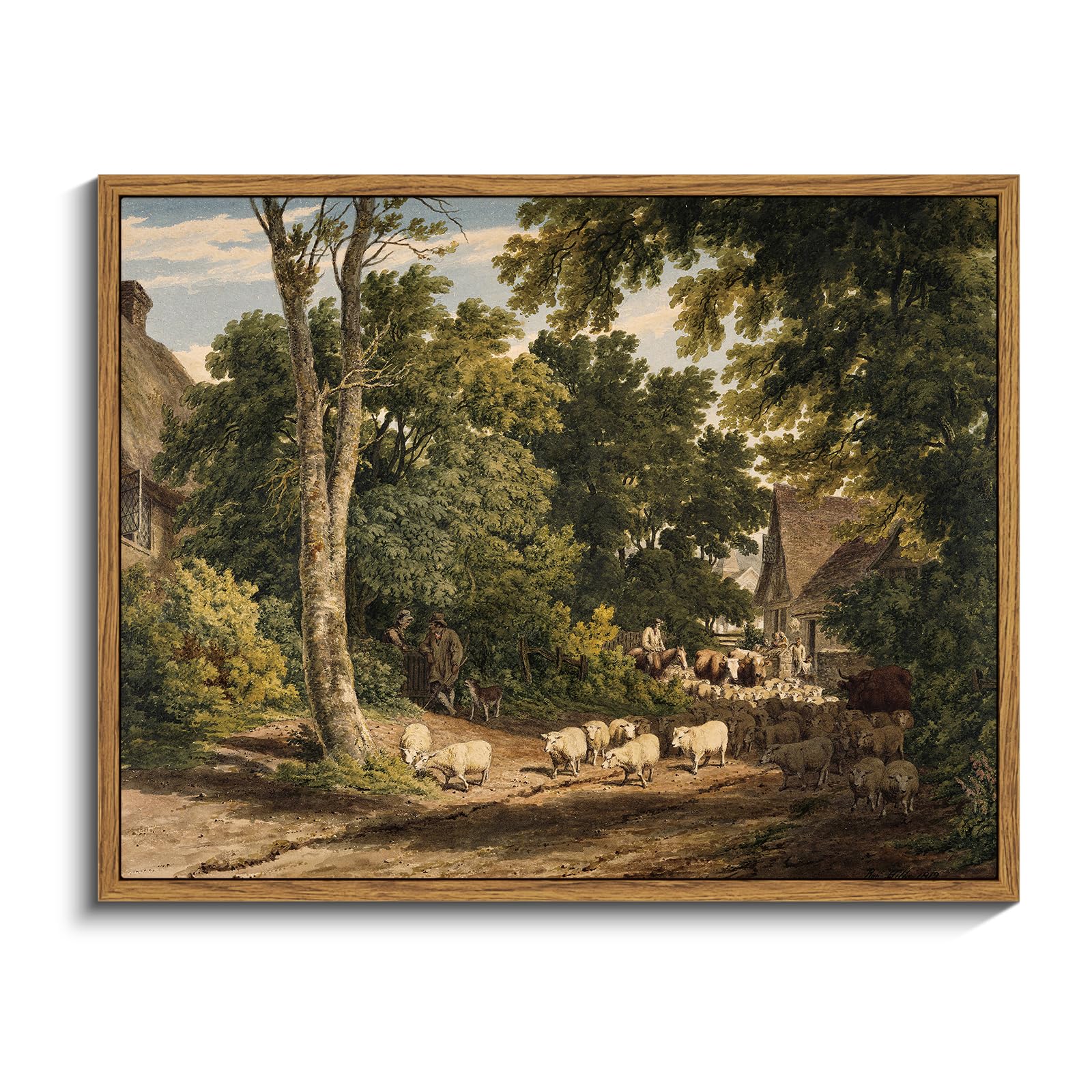 InSimSea Framed Canvas Wall Art, Meadow with Flowers Painting, Landscape for Living Room, Bedroom, Home, Bathroom Decor, 8x10 — view 224