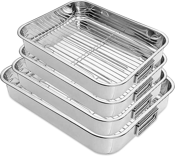 CaterOcassion 4pc Roasting Tray Cooking Trays for Oven for Any Occasion. Roasting Tray with