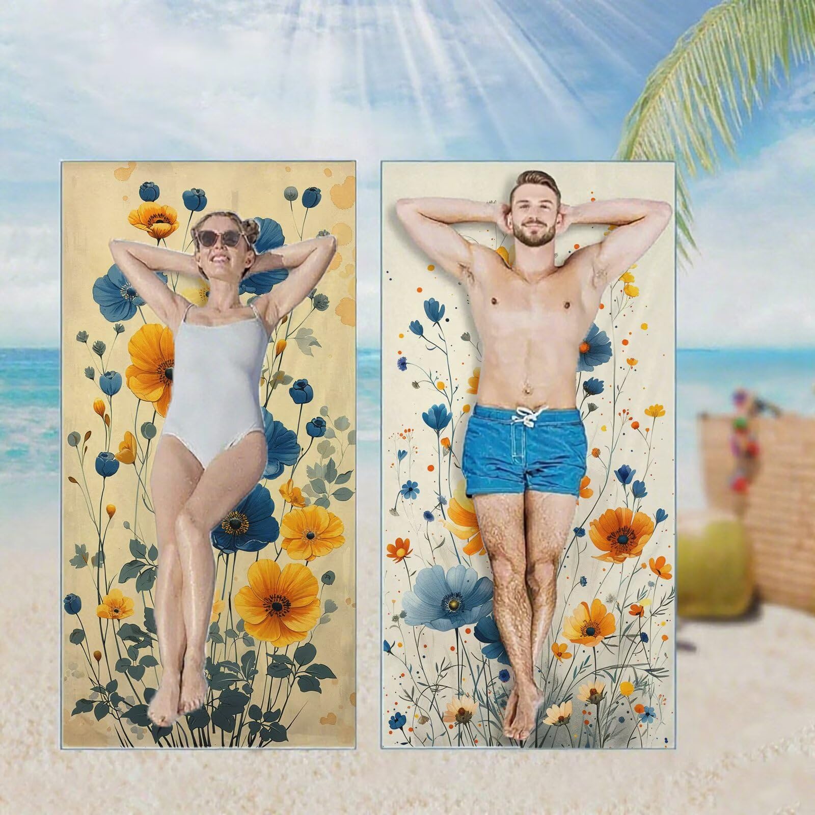Ręcznik plażowy, ręczniki plażowe z mikrofibry, szybkoschnące lekkie ręczniki podróżne bez piasku, duży ręcznik kąpielowy dla dorosłych 90 x 200 cm, do pływania na basen, jogę, siłownię, kemping