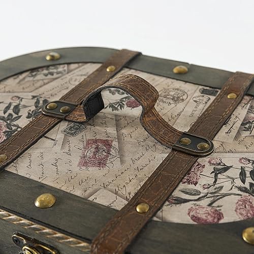 Miniatura 6 de SLPR Alyssa - Juego de 2 cajas de almacenamiento de madera antigua con tapas con bisagras, baúl decorativo de madera antigua, baúl de memoria para