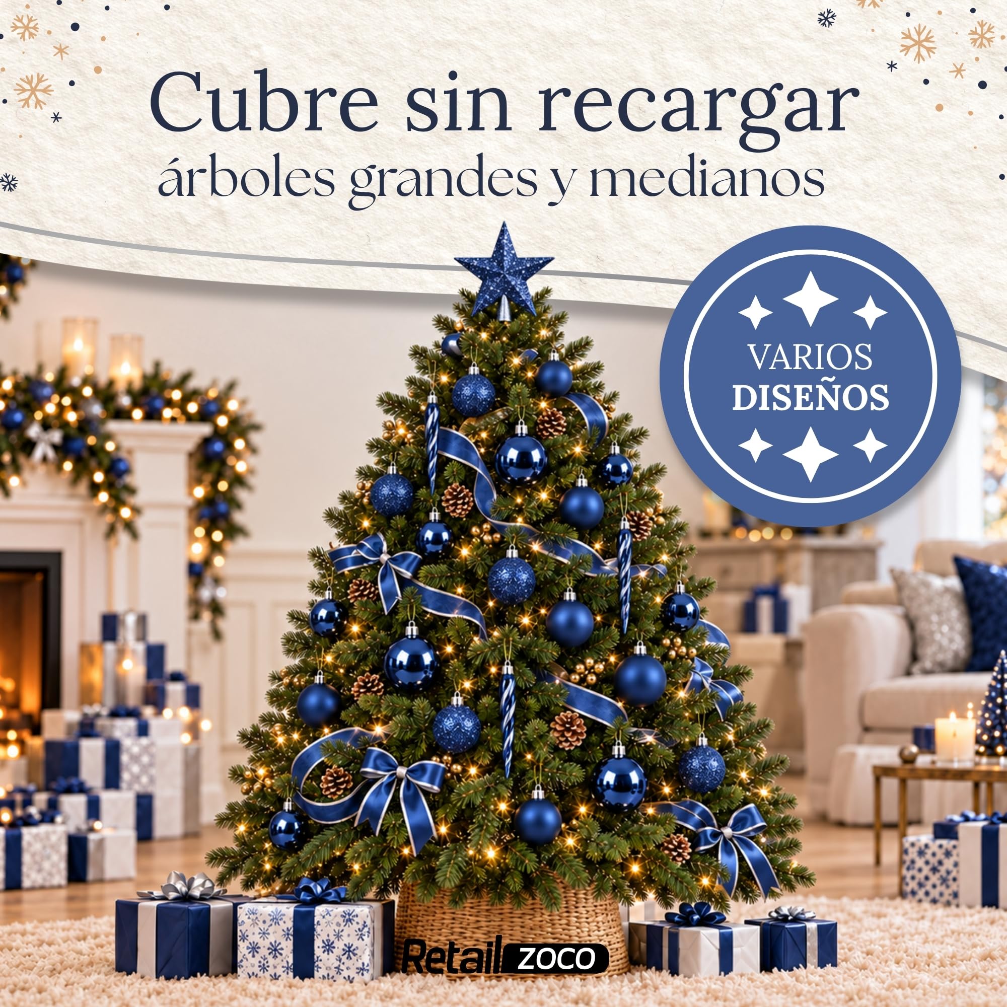 Bolas de Navidad, Adornos Arbol Navidad, 33 Piezas, Azul - imagen 5