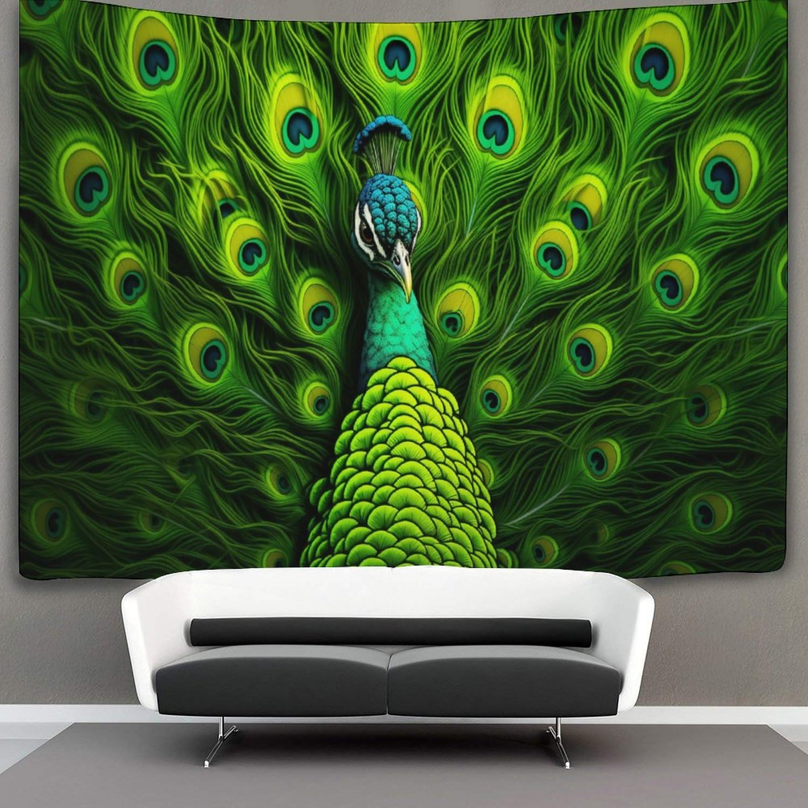kaiyun Green Peacock Tapestry Wall Hanging Animal Wall Art for Living Room Bedroom Dorm 70cmx100cm