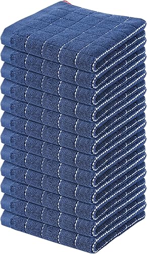 Miniatura 21 de Homaxy Toallas de cocina de rizo de algodón 100% (gris oscuro, 13 x 28 pulgadas), diseño a cuadros, suaves y súper absorbentes, paquete de 8