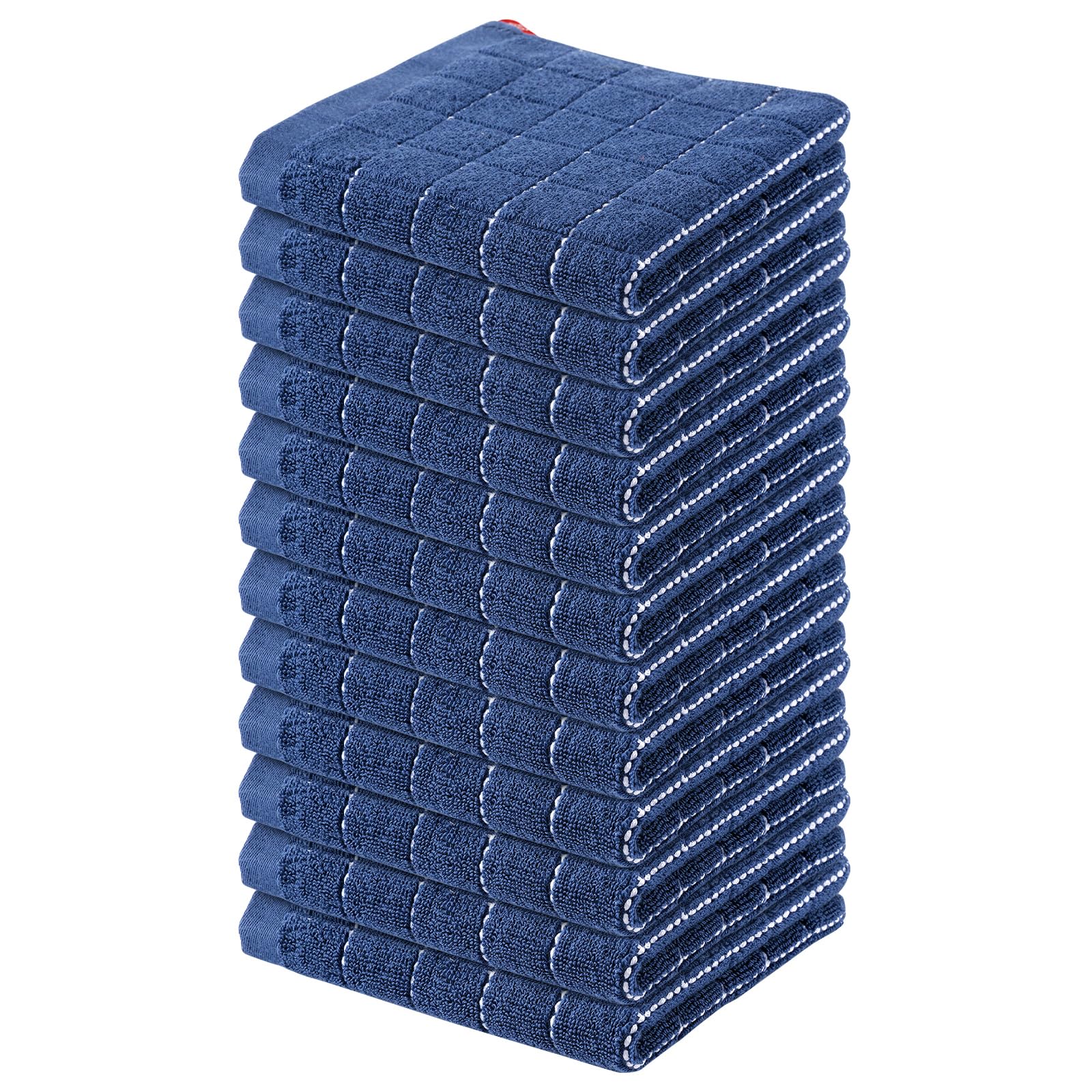 Homaxy 100% Cotton Terry Kitchen Dish Cloths, 12 Pack, Navy Blue | Ultra Soft and Absorbent, Suitable for Drying and Washing Dishes