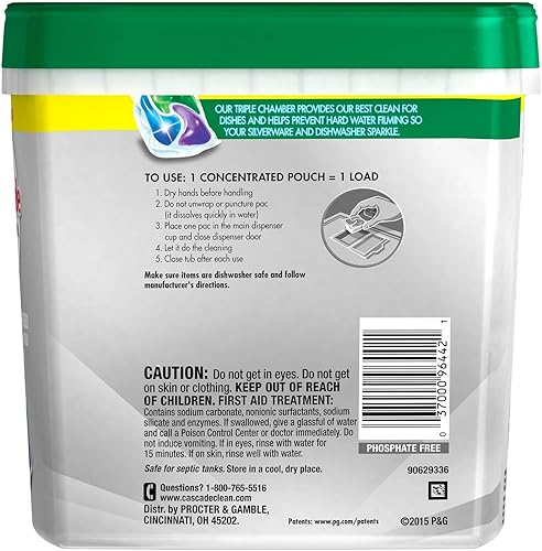 Miniatura 5 de Cascade Platinum ActionPacs - Detergente para lavavajillas con aroma fresco, 93 unidades
