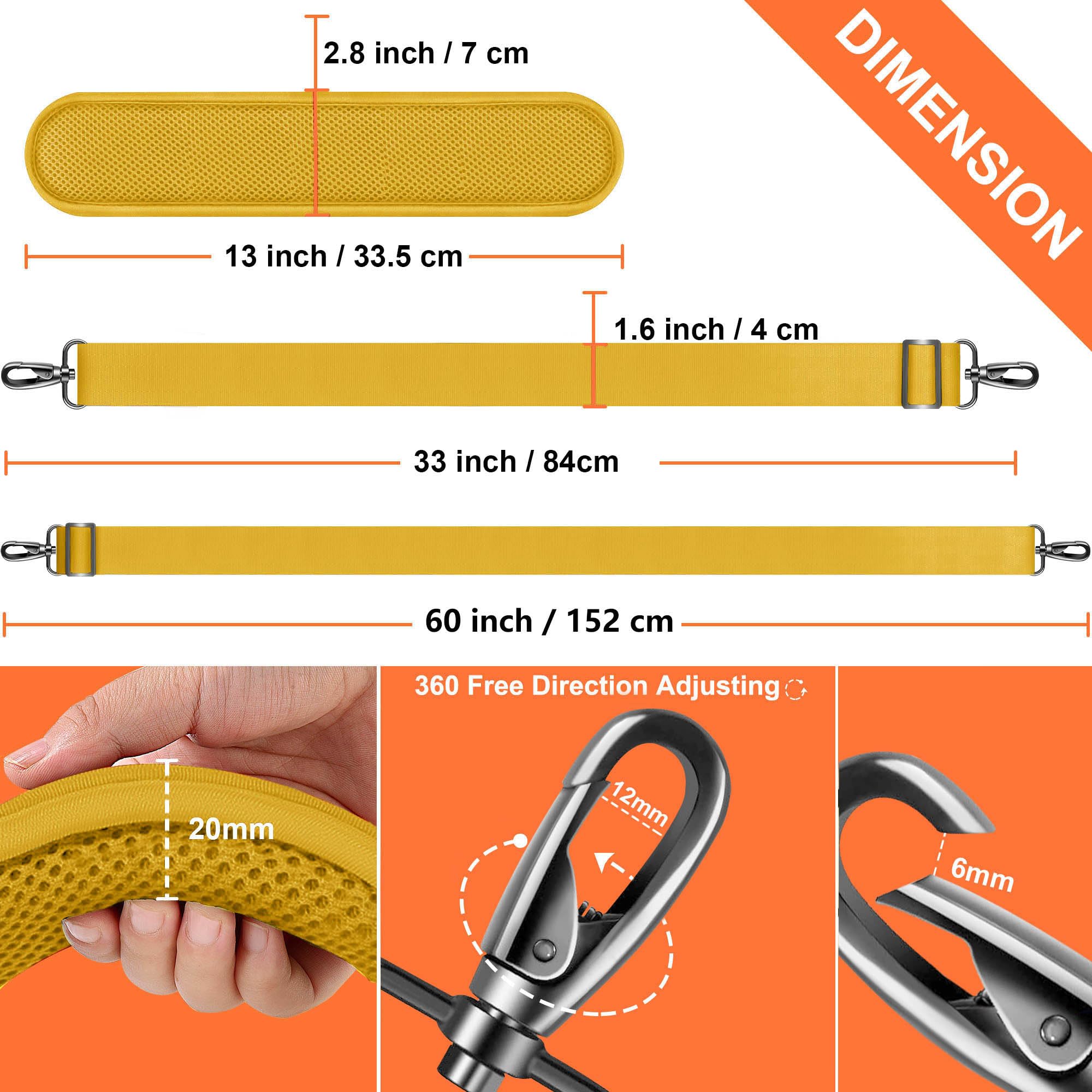 ZINZ 60 Inch Shoulder Strap with Removable Ultra-Thick Pad, Adjustable Buckles Shoulder Crossbody Strap for Briefcase Messenger Bag Laptop Bag Luggage?Yellow