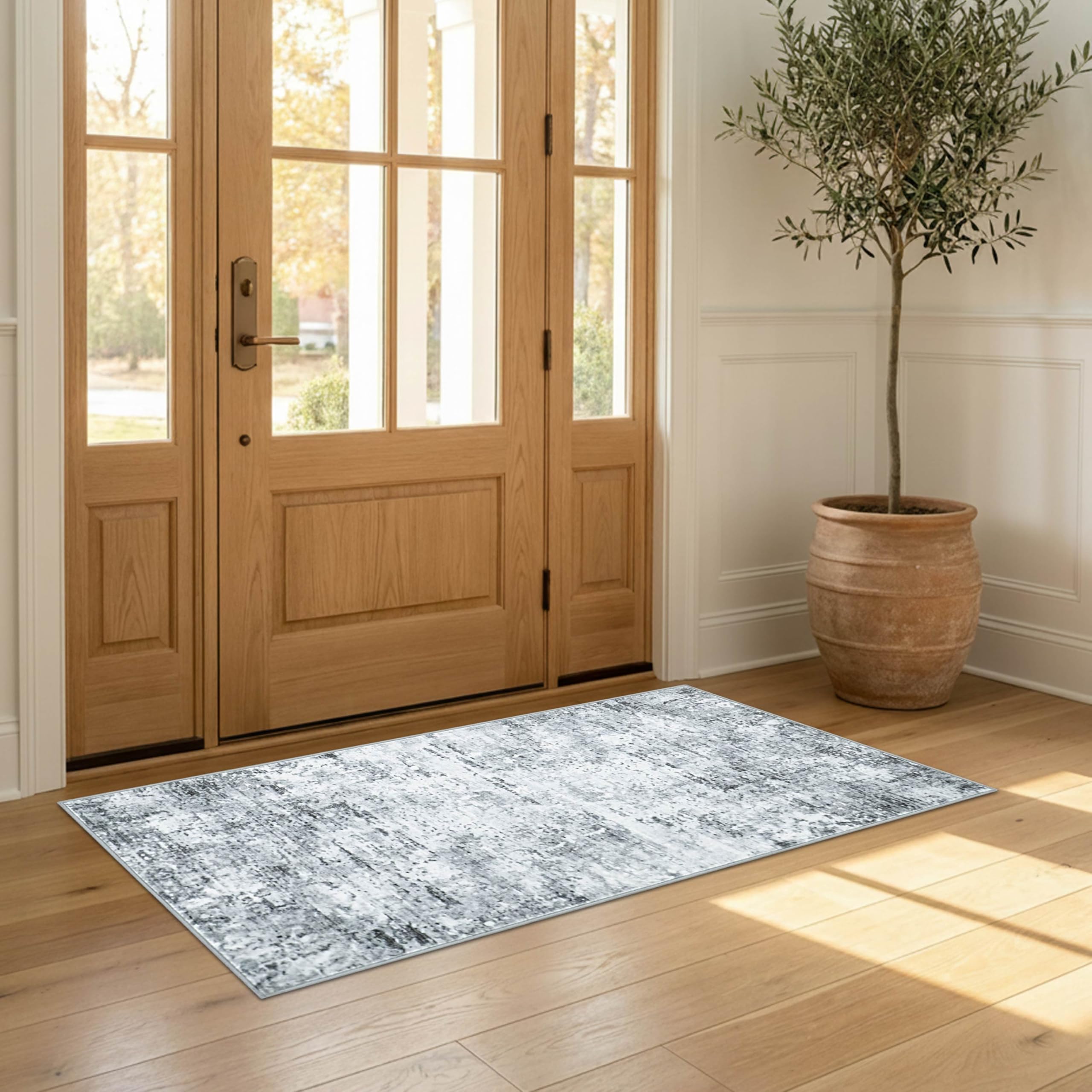 Wyatt &amp; Ash Dream Mink Printed Chenille 3' x 5' Accent Rug Jayden Grey