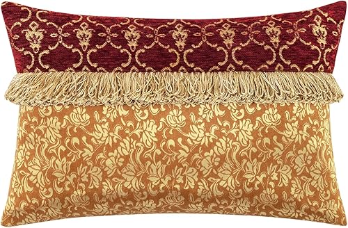 Miniatura 9 de Loom and Mill Juego de edredón jacquard de felpilla de 9 piezas, juego de edredón rojo navideño de lujo, ropa de cama floral ultrasuave con fundas