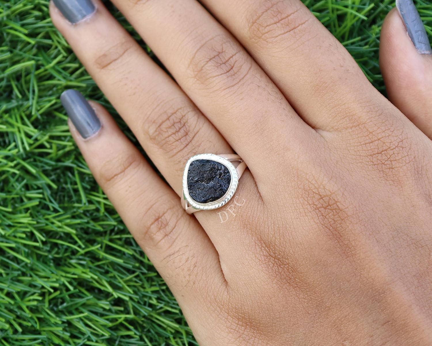 Black Tourmaline Ring | Raw Black Tourmaline Silver Ring | October Birthstone | Genuine Rough Tourmaline Handmade Ring | Sterling Silver 925 (8)