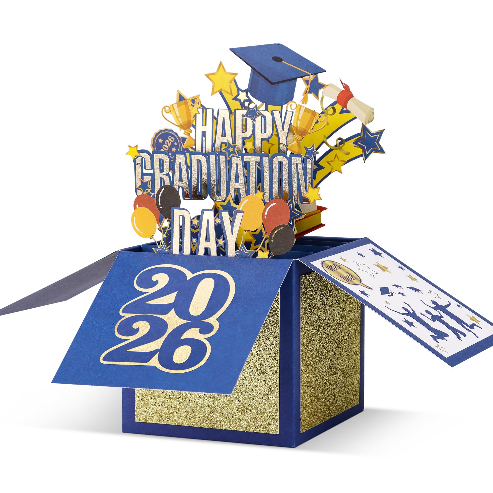 POPGIFTU Graduation Pop Up Card 2026 – 3D Happy Graduation Card with Envelope, Congrats Grad Cards for High School or College Graduate, Money & Gift Card Holder : Office Products