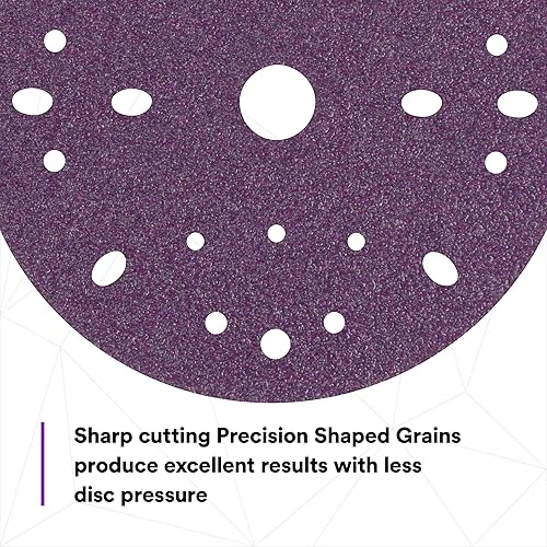 Miniatura 4 de 3M Cubitron II Hookit 31370 - Disco abrasivo de lijado limpio, 6 pulgadas, grado 40+, paquete de 50 discos, alto rendimiento, larga duración, patrón