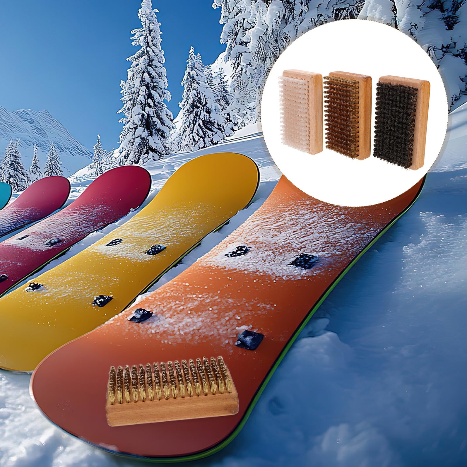ERINGOGO 3pièces Brosse à Farter pour Snowboard et Skis Outil de Polissage Manuel Brosse de Nettoyage Polissage Accessoire de Ski