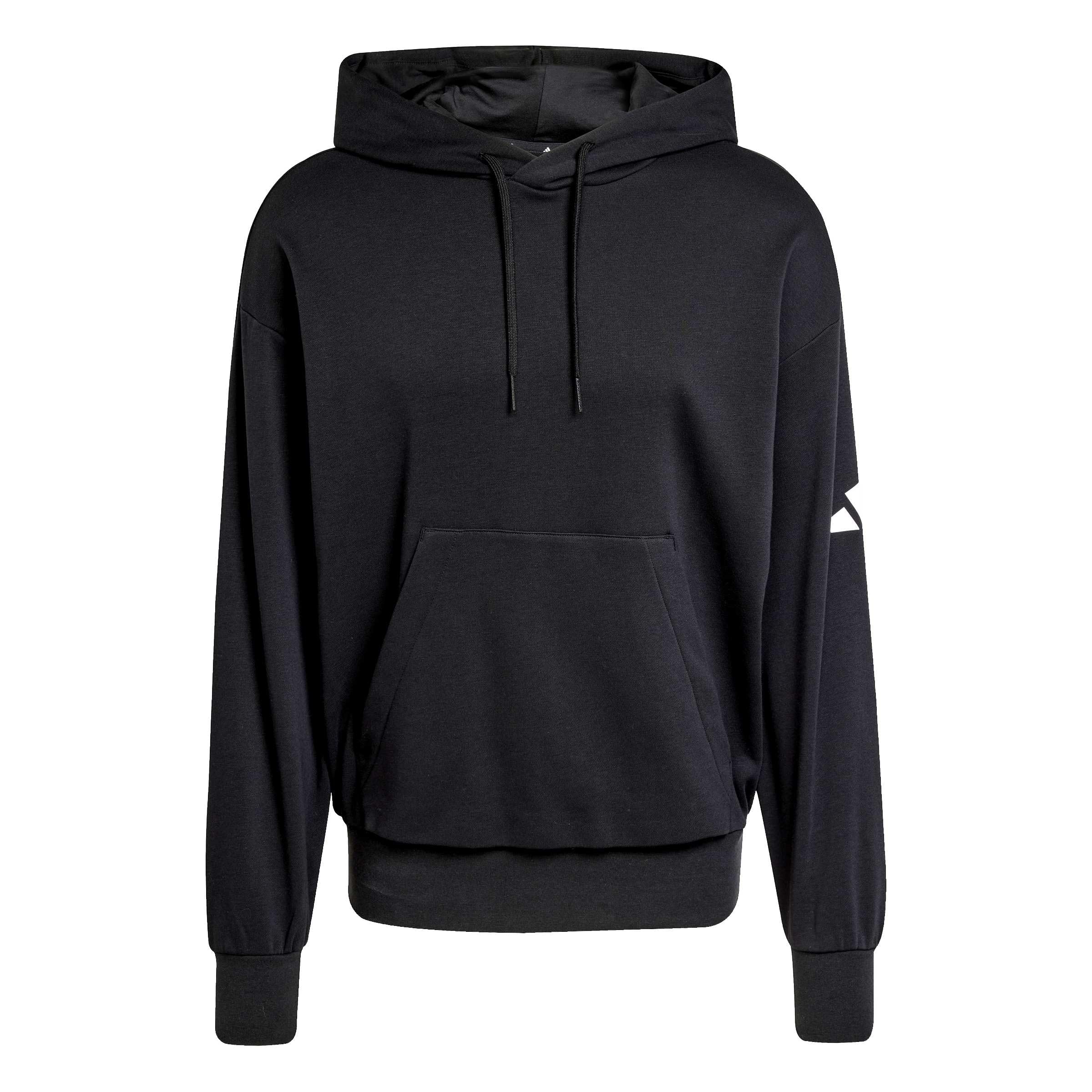 adidas Men's ESSENTIALS LOSE FIT THREE BAR TERRY HOODIE, Black/White, XS