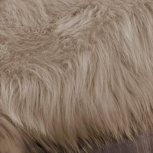 Miniatura 7 de Latepis - Tapete de cuero sintético, pelo largo, esponjoso, lavable, decoración de hogar, rectangular, de 5 x 8 pies, color marrón clarobeige, para