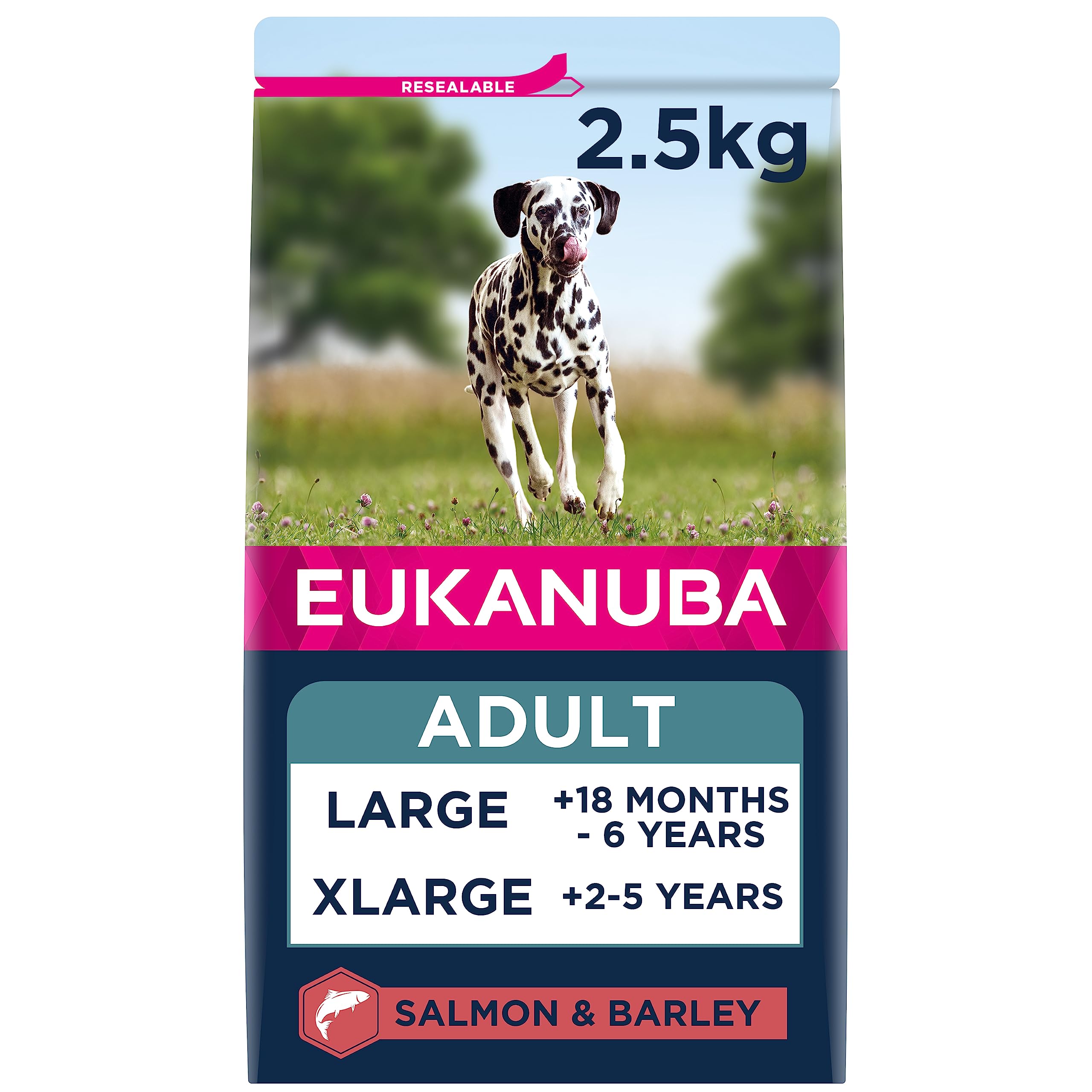 EukanubaComplete Dry Dog Food for Adult Large and Giant Breeds with Salmon and Barley 2.5 kg