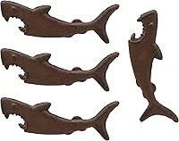 Vista 9 de Ebros - Abridor de tapas de botellas de cerveza de metal de hierro fundido náutico costero, gran tiburón blanco, refresco, 6.5 pulgadas de largo