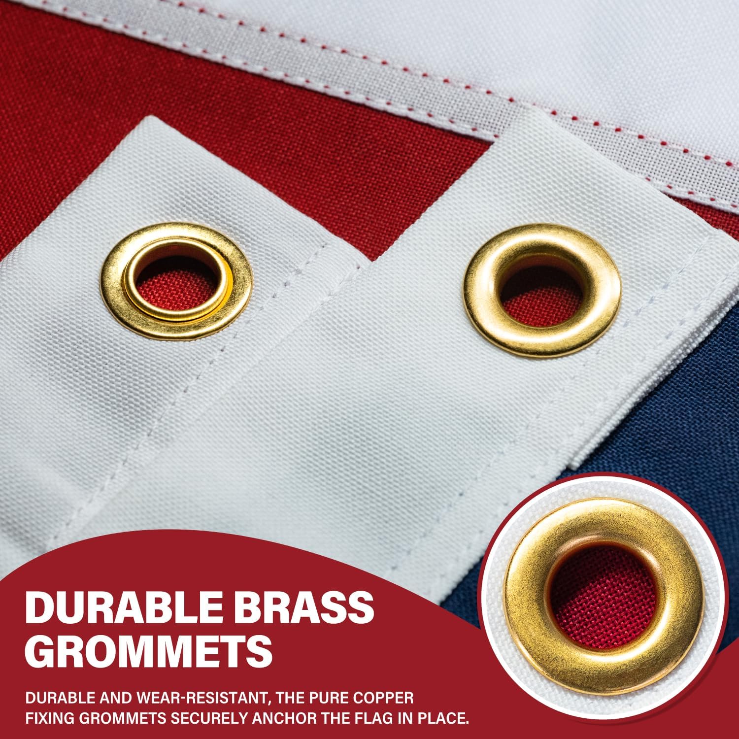 American Flag 5x8 ft for Outside, Tearproof Super Tough Series, Heavy Duty Spun Polyester, All Weather Large US Flag High Wind with Embroidered Stars, Brass Grommets, Ultra Durable USA Flags for Outdoor - Image 3