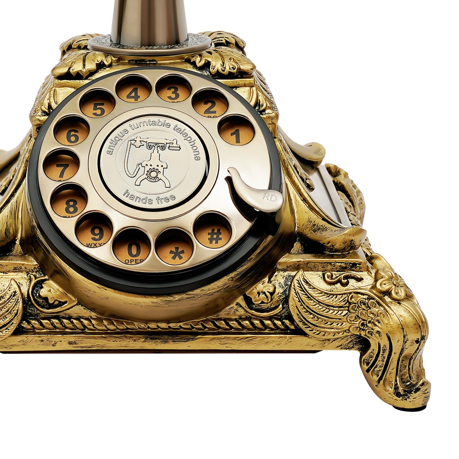 Telefono da tavolo in bronzo vintage, vintage, 25,5 x 17,5 x 20,5 cm, telefono fisso da ufficio