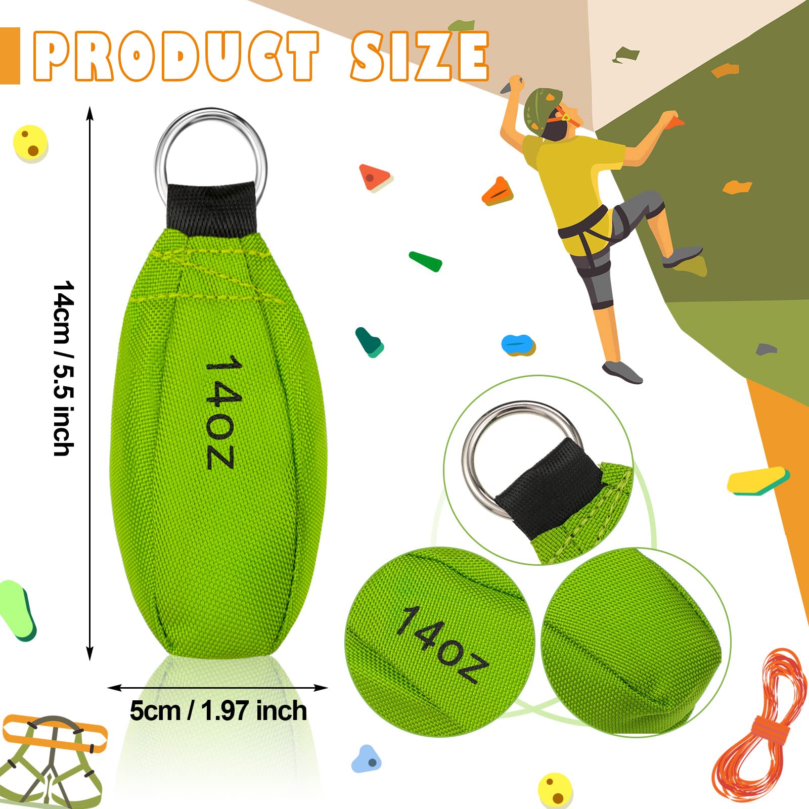 4 Pieces Bulk Throw Weight Bags Multi-Layer Outdoor Throw Weight Bags Arborist Durable Climbing Rope Bag Professional Multi Throw Bag for Tree Rock Spelunking (Green)