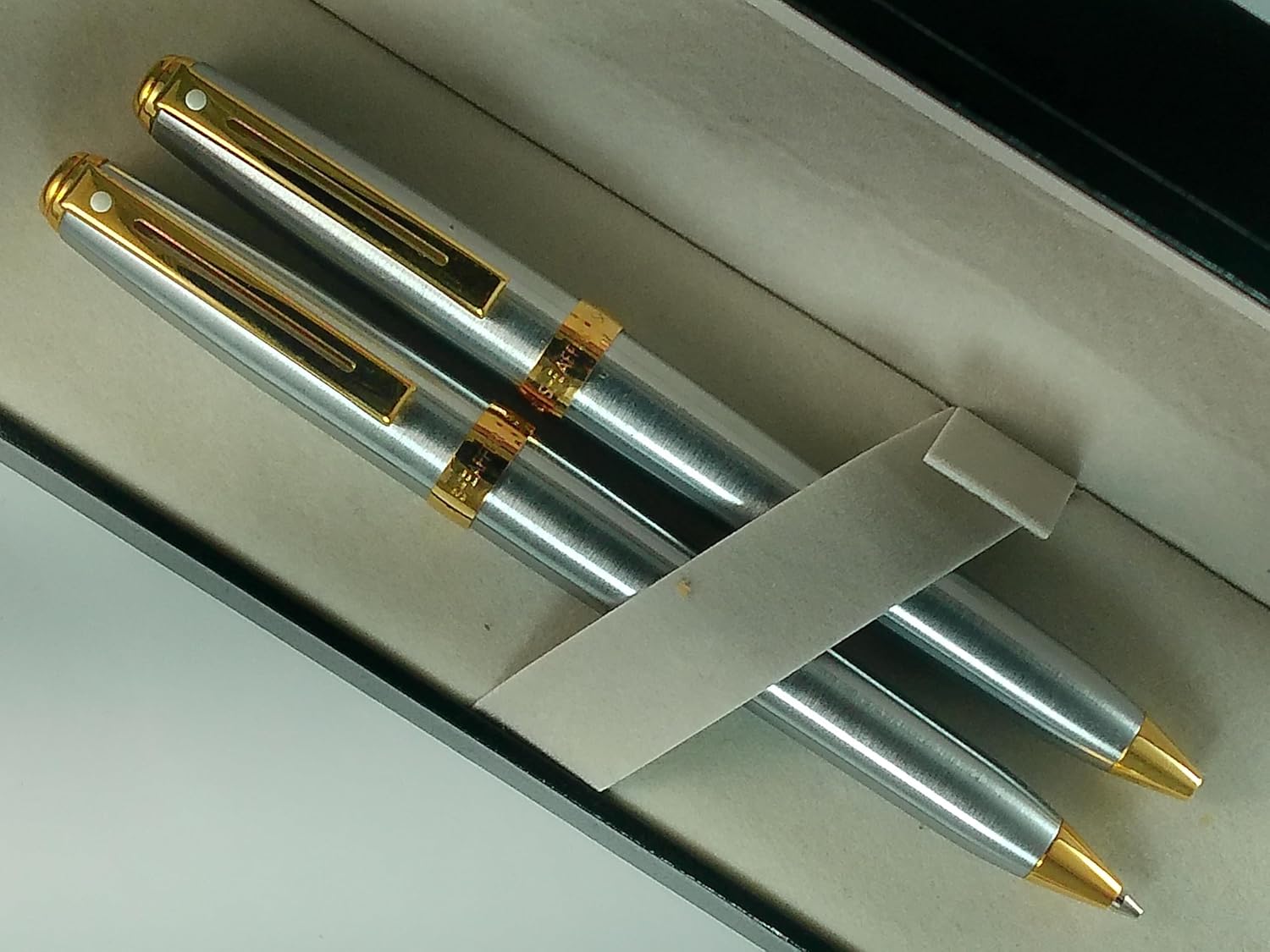 Sheaffer Edition Signature Prelude Brushed Chrome and 22KT Gold .7MM Pen & Pencil Set - SH-342-9
