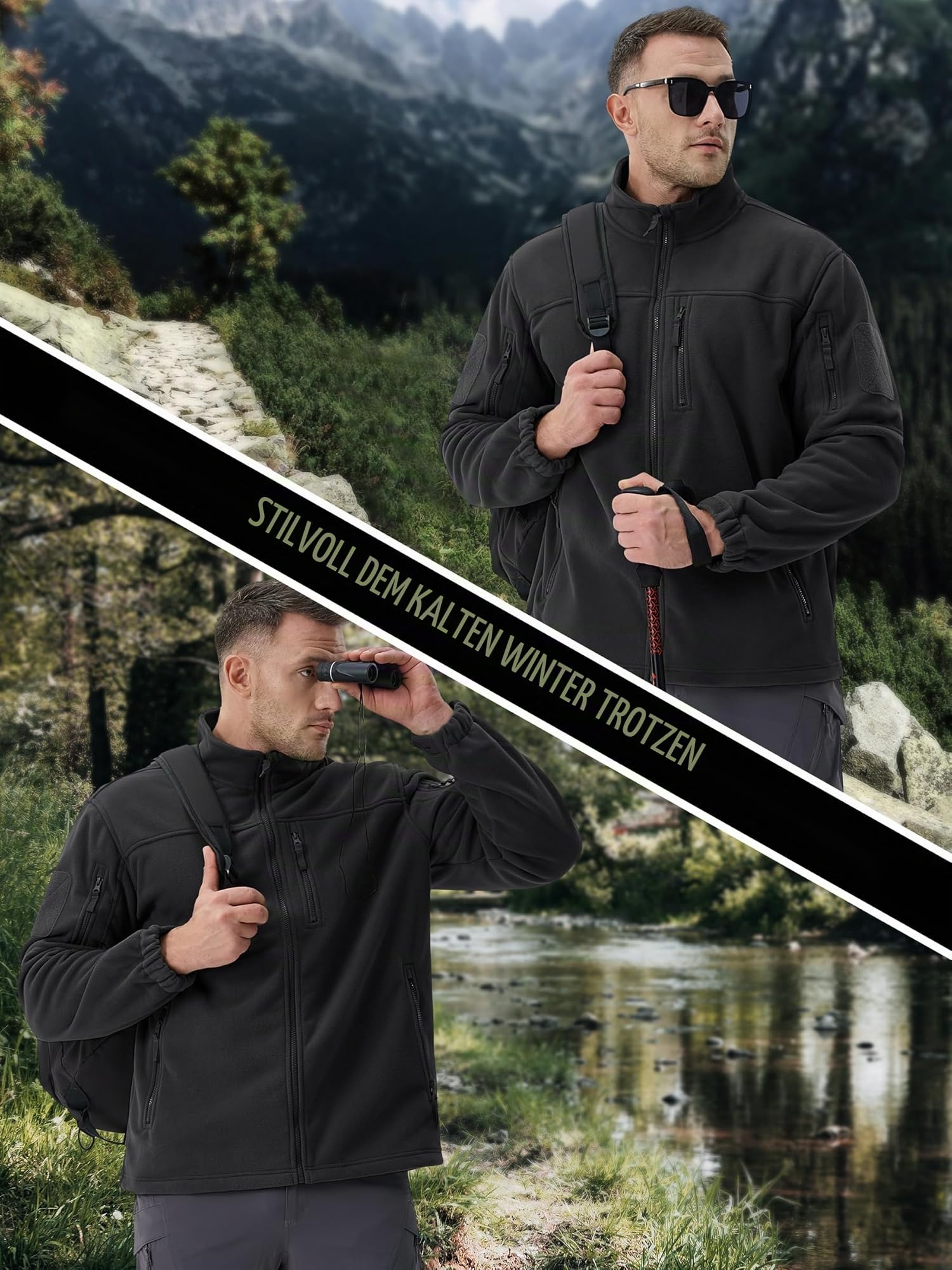 TACVASEN Herren Militär Outdoor Fleecejacke Warme Taktische Jacke Fleece Jacket