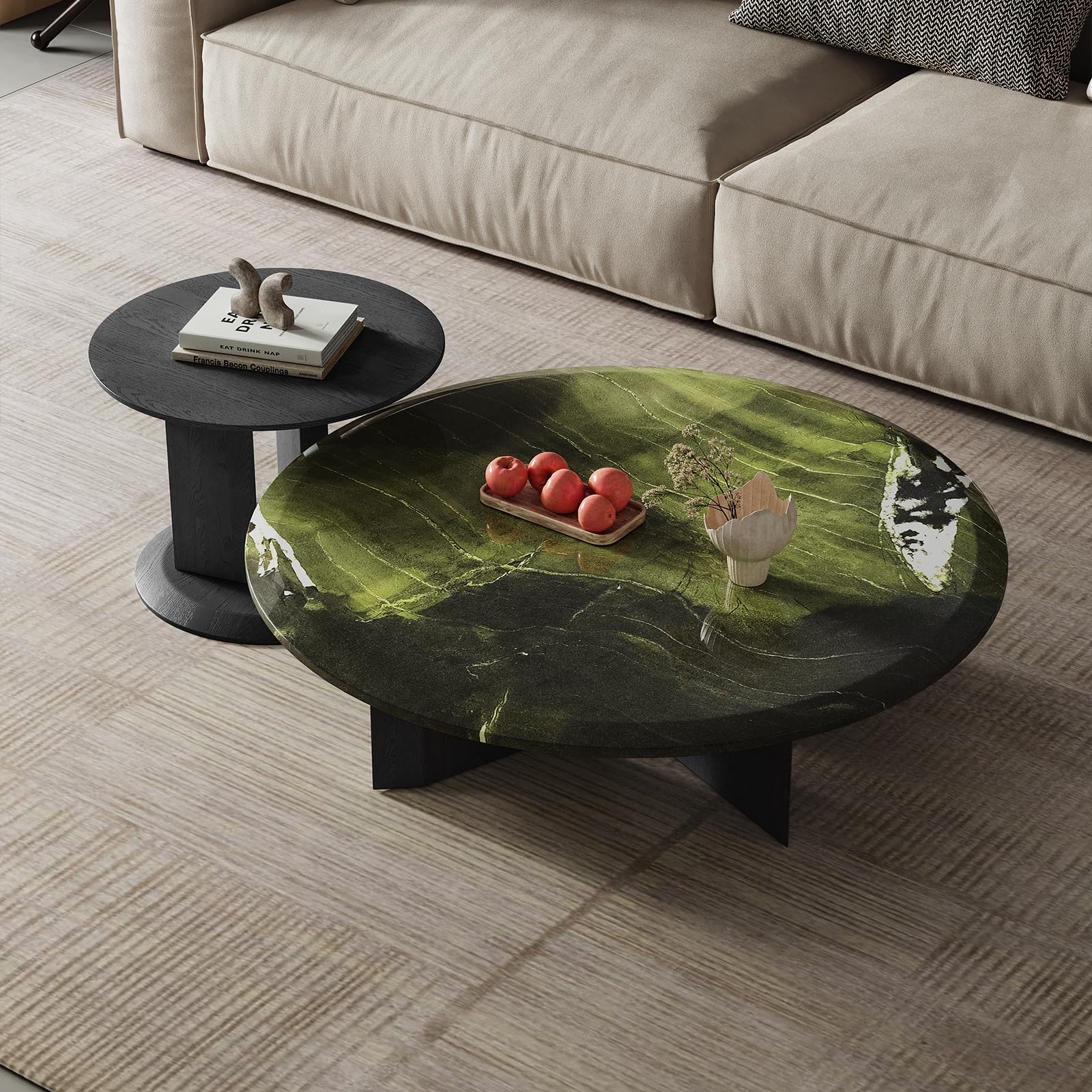 Modern Nested Coffee Tables Marble Circular Stone Tabletop Modern Design Round Coffee Table for Living Room Office Reception