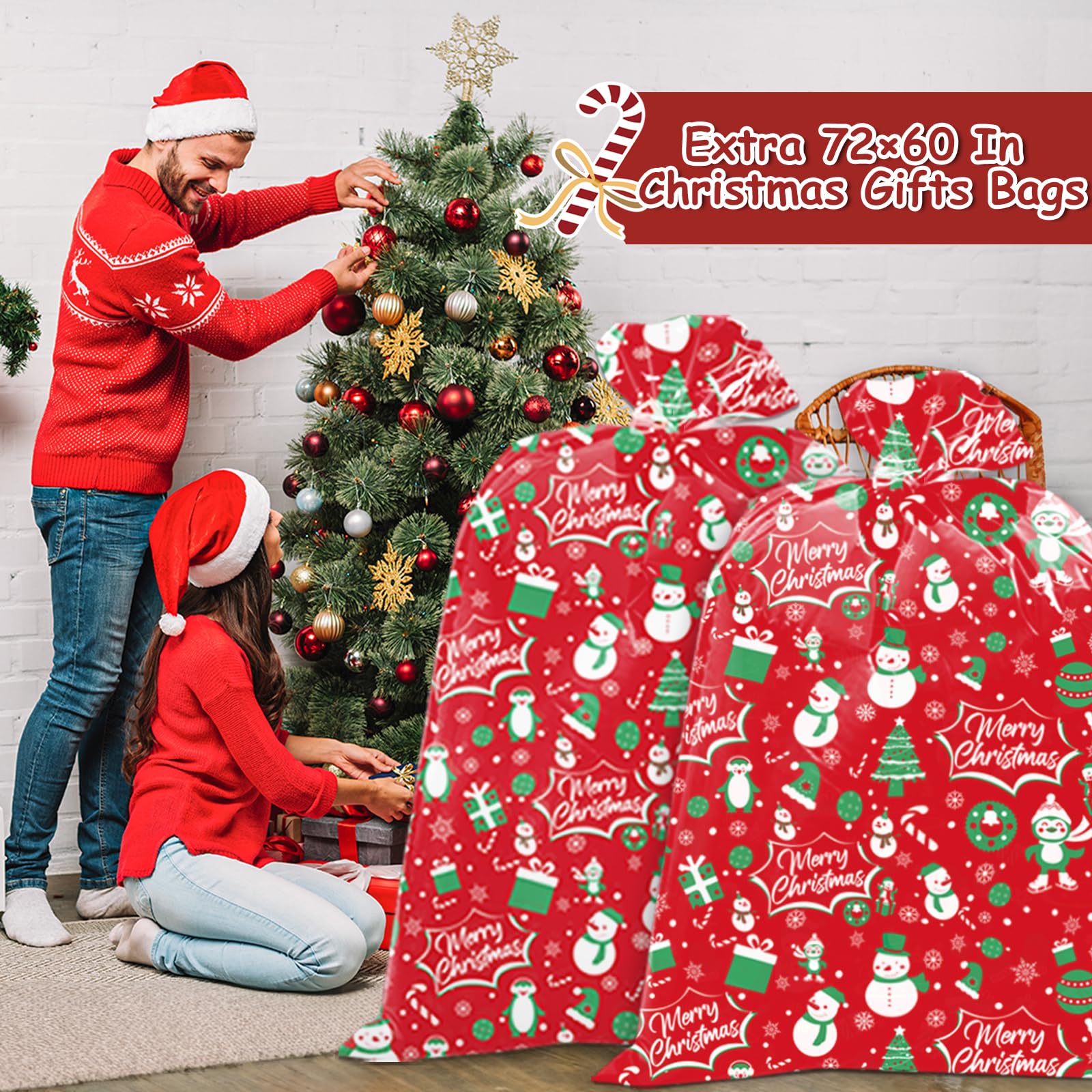 HYmoso Bolsas de regalo de Navidad extragrandes, 4 bolsas de regalo de bicicleta jumbo para regalos de Navidad gigantes de gran tamaño, bolsa de plástico de almacenamiento reutilizable, bolsas de