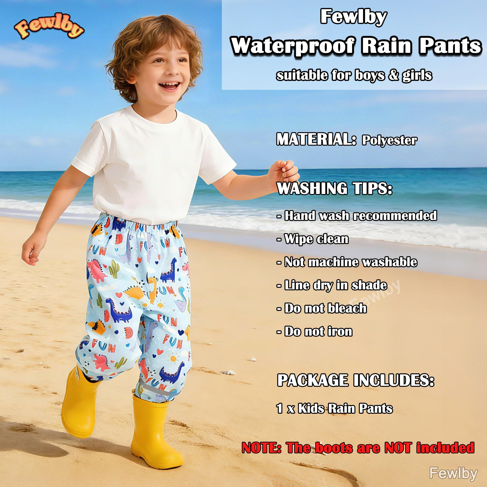 Fewlby Pantalones Impermeables Niños Pantalones de Lluvia Niñas Mono Impermeable con Tiras Reflectantes Chubasquero Outdoor Traje Impermeable