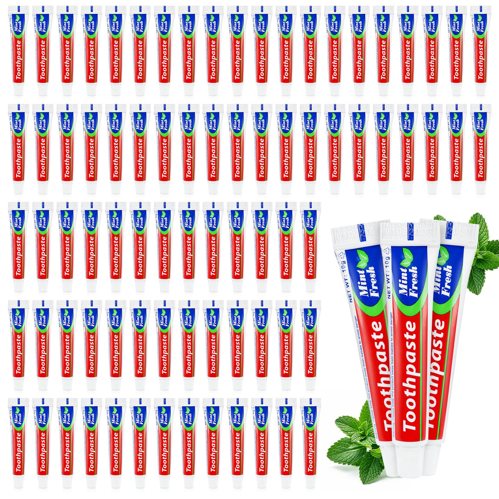 100 Tubes Bulk Travel Size Mini Toothpaste, 0.35 oz Disposable Mint Flavor Pocket Teeth Paste Small Essential Toothpaste for Travel, Home/Hotel/Guests