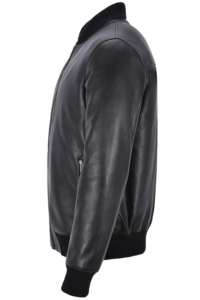 New 70's Men's Retro Bomber Black Front Straight Zip Classic