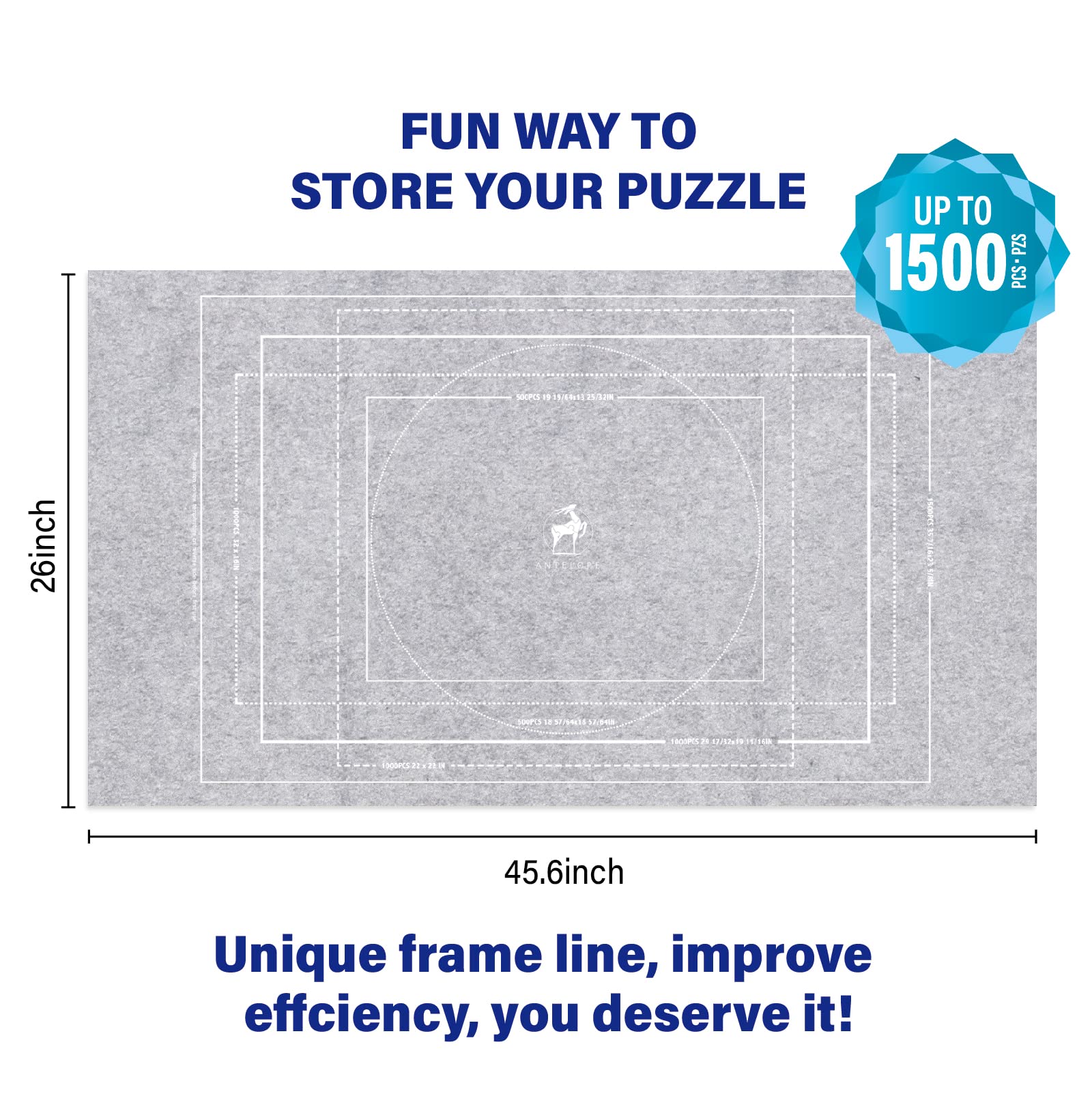 Antelope - Tapis de puzzle pour puzzles de 1000 1500 500 pièces, tapis de rangement pour casse-tête, 116 × 66 cm, convient aux puzzles jusqu'à 1500 pièces (ensemble de 5 pièces)