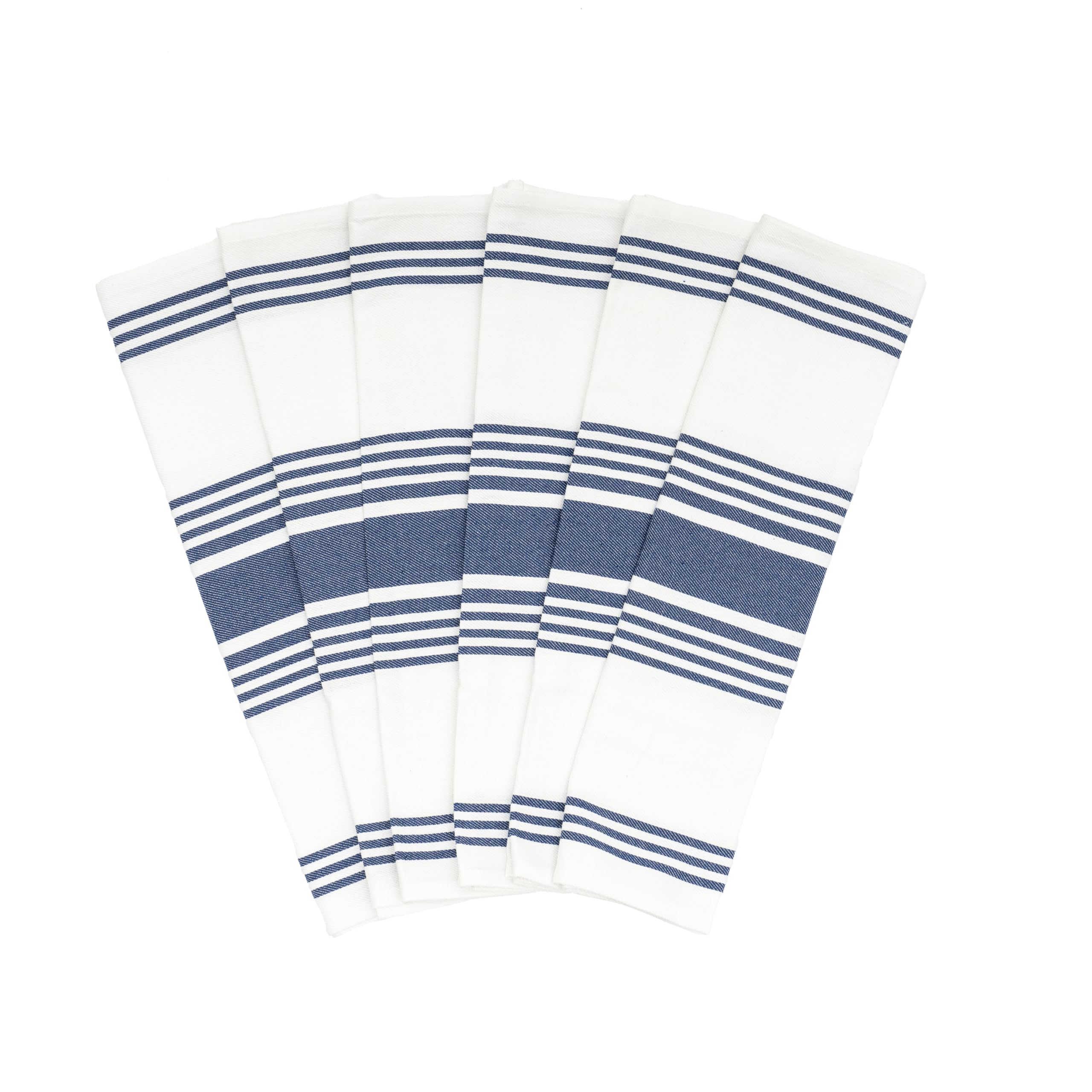 Blue White Kitchen Towels - 6 Pack, 100% Cotton, 30