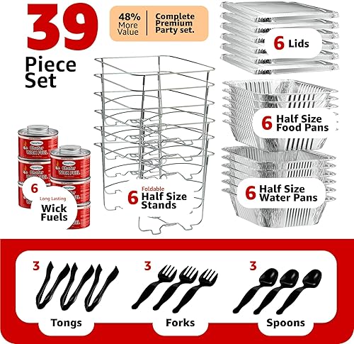 Miniatura 2 de Juego de bufé de platos desechables para rozaduras, calentadores de alimentos para fiestas, suministros de catering, exhibición de buffet, juego