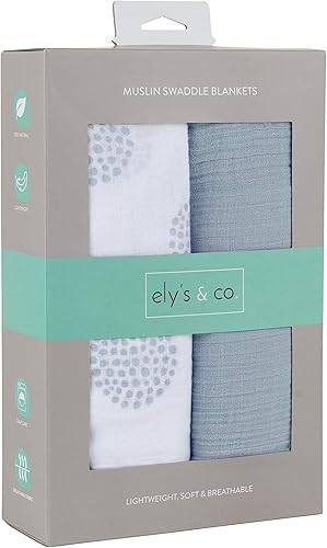 Miniatura 3 de Ely's & Co. Paquete de 2 mantas de muselina de algodón para bebé, 100% muselina de algodón, extra grandes (47 x 47 pulgadas), rosa arándano y agua