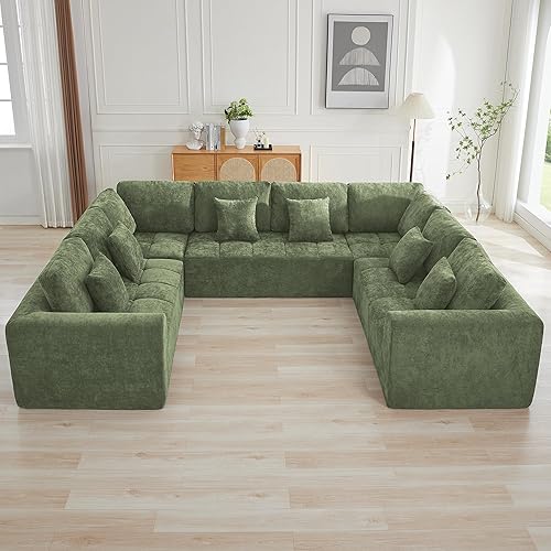 Miniatura 49 de Sofás modulares sin hueso de 140 pulgadas para sala de estar, sofá modular modular de nube comprimida, sofá moderno en forma de U de 9 plazas