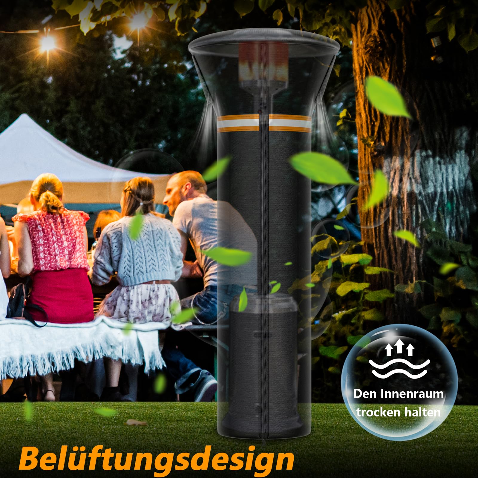 EVRBUL Abdeckung für Terrassenheizer mit Reißverschluss Heizpilz Abdeckung Strapazierfähig 420D Wasserdicht Winddicht Sonnenschutzend Staubdicht Außenabdeckung für Stehender Heizer 226 x 84 x 48 cm
