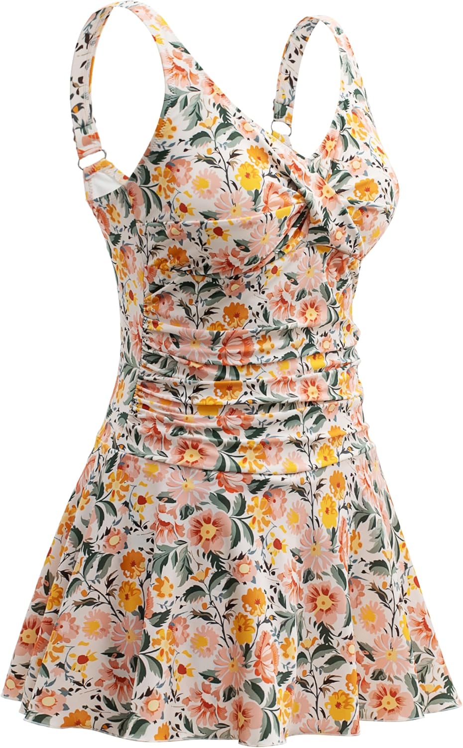 Women's Plus Size Swimsuit Shaping Body Swim Dress Tummy Control Swimwear Flowy Skirt Bathing Suit