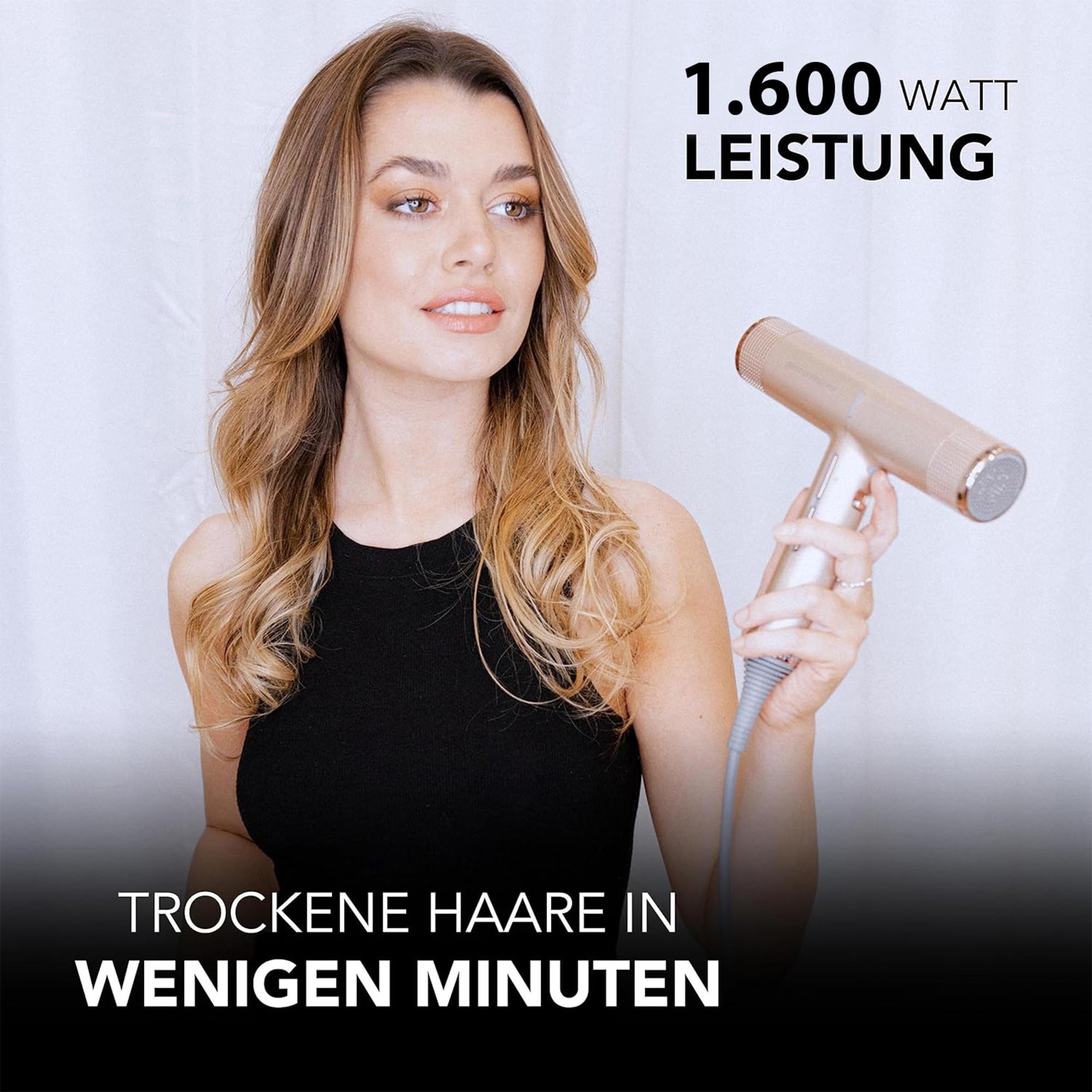 GA.MA Italy Professional, iQ Perfect Haartrockner, Ultraleichter Haartrockner mit intelligentem bürstenlosem Motor, Oxy-Active-Technologie für glänzendes, kräuselfreies Haar, 1600 W Leistung, GoldRose