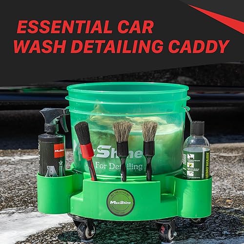 Miniatura 8 de Maxshine Carro utilitario rodante de 5 galones, verde, polipropileno, 5 ruedas, organizador de herramientas, movilidad de 360, almacenamiento de