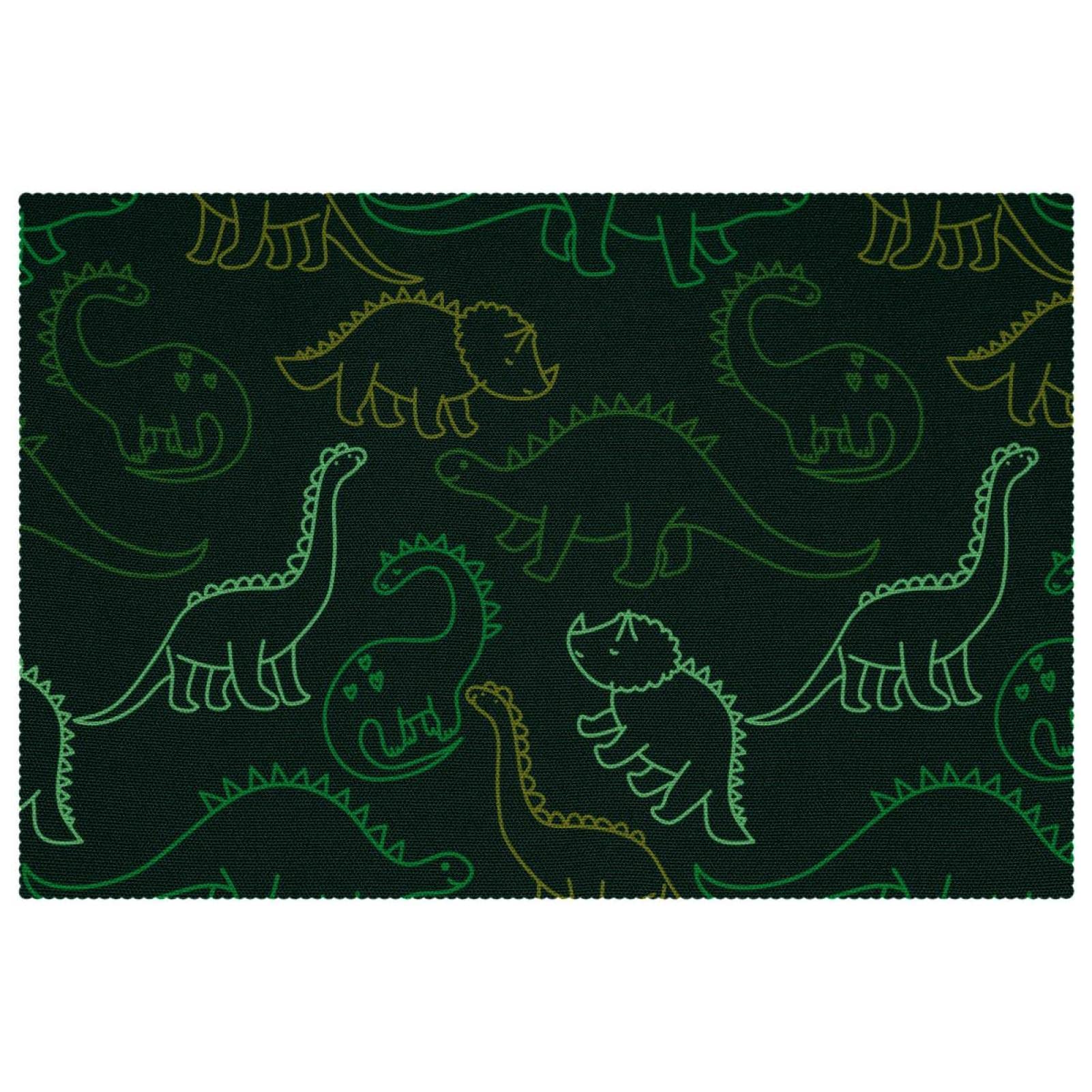 Set de table dinosaure vert pour des repas de famille animés et sans taches