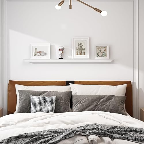 Miniatura 4 de Welland - Estantería flotante de pared para fotos, para chimenea, Blanco, 60-pulgada