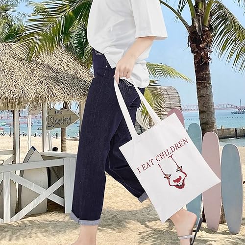 Miniatura 7 de LEVLO Bolsa de maquillaje cosmética de payaso para fanáticos del regalo I Eat Children Makeup Zipper Pouch Bag Bolsa de película de terror, Comer