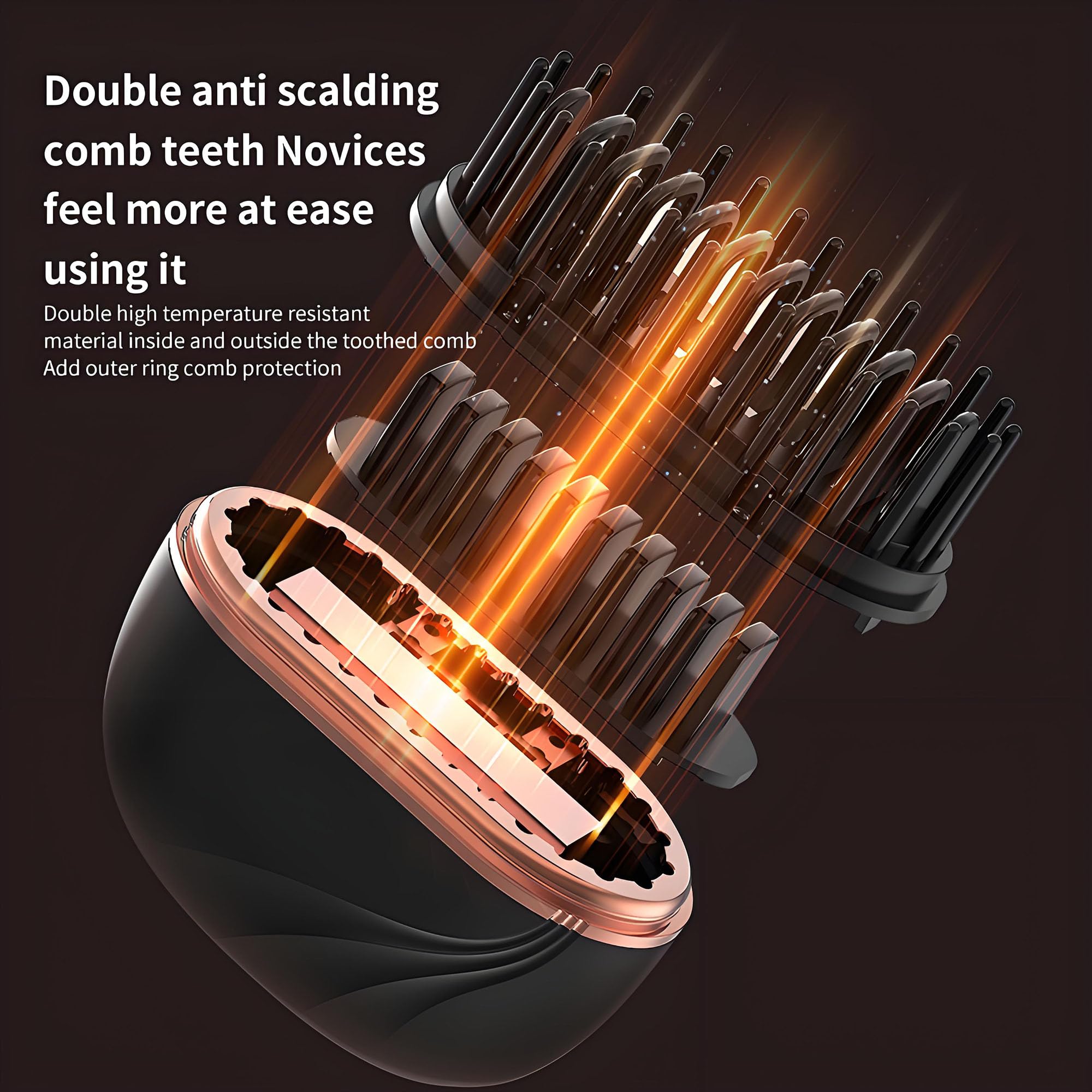 Mini Brosse lissante à cheveux, 2-en-1 Sans fil et portable, brosse lissante et peigne chauffant volumateur, chauffage rapide en 30s, anti-brûlure (Noir)
