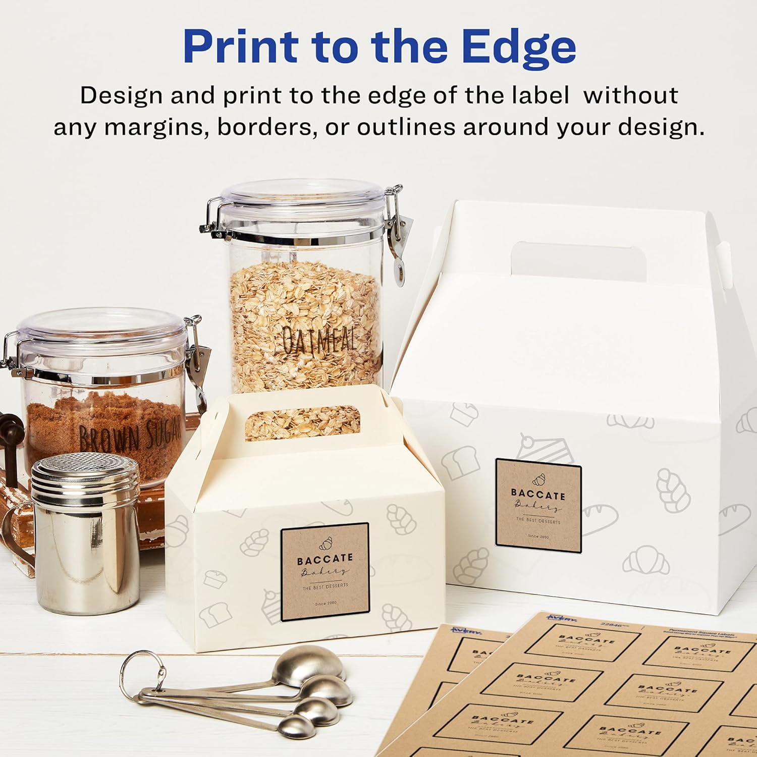 Avery Kraft Brown Square Labels with Sure Feed Technology, 2" x 2", Print to The Edge, Laser/Inkjet Printable Labels, 300 Total (22846) - Image 6