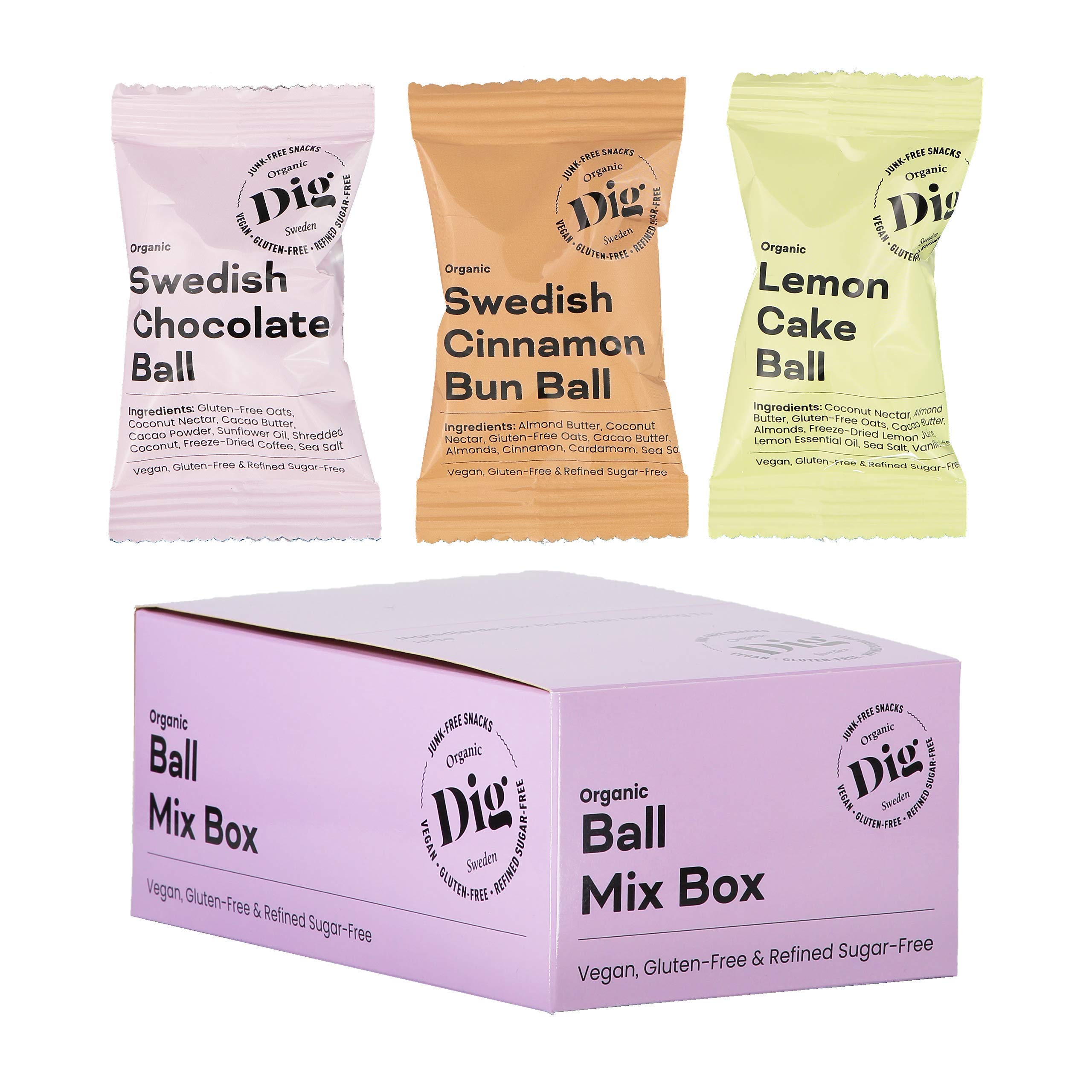 Ball Mix Box (16er Pack) - Snacks aus biologischen, natürlichen Zutaten - Vegan, glutenfrei, zuckerfrei (16 x 25 g)