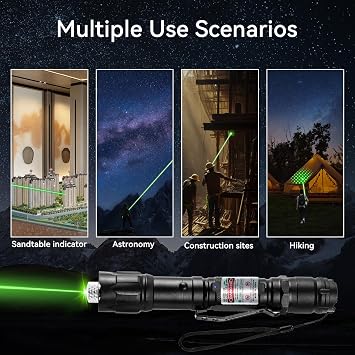 Green High Power Laser Pointer, Long Range Laser Pointer High Power with Star Cap for Astronomy Outdoors Construction